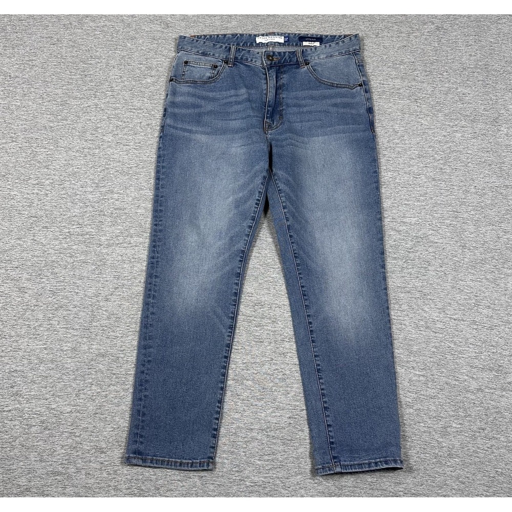 Peter Manning Jeans Mens 32x26 Blue Denim Johnny Slim Fit Stretch 5-Pocket